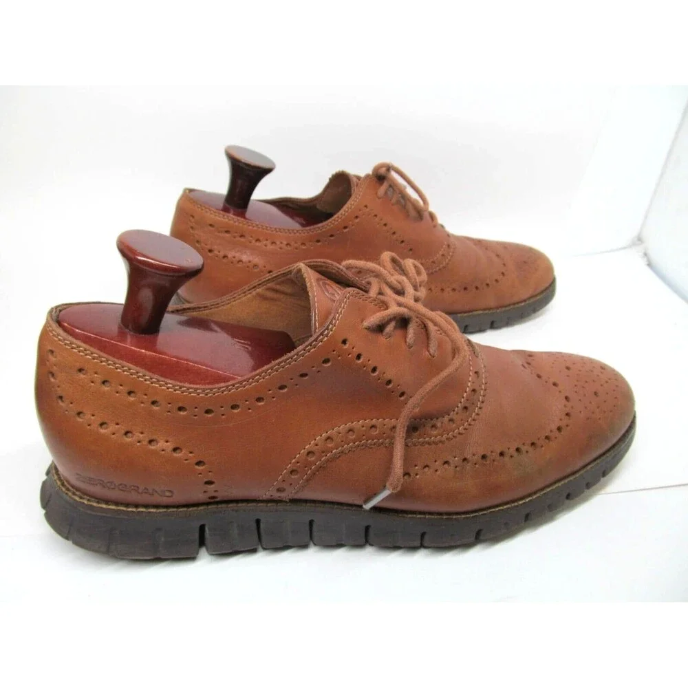 Cole Haan ZeroGrand  Mens Brown Leather Wingtip Oxfords Size US 12 M